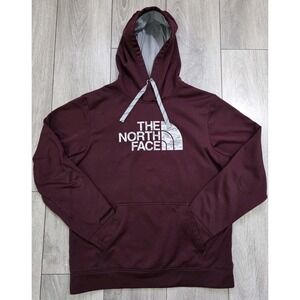 The North Face Men's Hoodie Large Maroon Pullover Sweatshirt Logo Graphic Casual